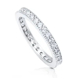 BERRICLE Sterling Silver Wedding Rings Stackable Eternity Band Ring for Women, Pave Set Round Cut Cubic Zirconia CZ