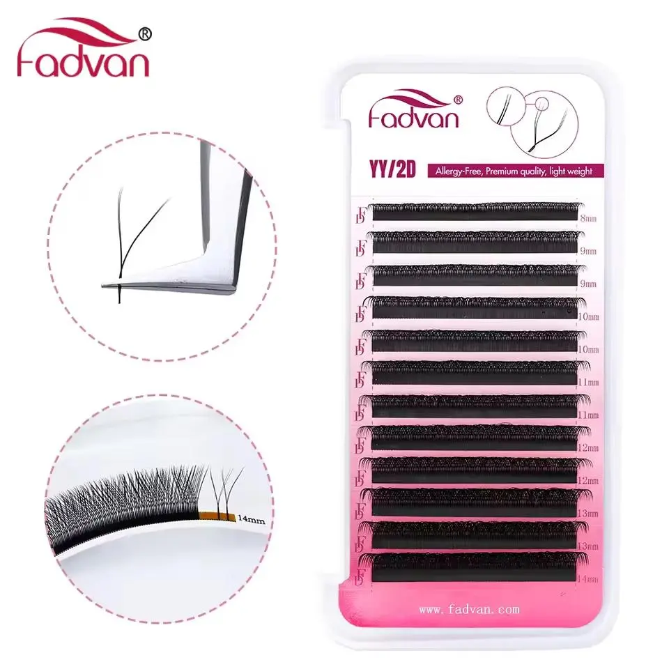 FADVAN 2D YY Shape Eyelash Fans Faux Mink C/D/8-14mm 0.07 Natural Soft Brazilian Lashes Premade Volume Fan Extension Lashes 2026 New