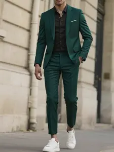 party formal Men'S 2pcs Suit Set, Blazer + Trousers, Stylish and High-Quality, Suitable for Weddings, Parties or Formal Events pant combination wrinkle-resistant fabric business casual outfits suits work christmas party outfits