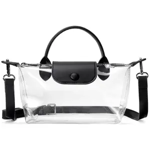 Small Clear Stadium Tote Bag With Crossbody Strap – Transparent Purse For Concerts & Christmas Gifts