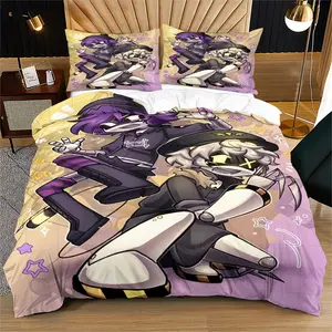 Soft Durable Bedding Set with Murder Drones Print, Includes 1 Fitted Sheet & 1 or 2 Pillowcases, Excluding The Core And Pillow Core, Perfect Gift for Teens & Adults, Modern Bedroom Decor, Bedsheet Sets