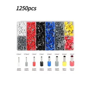 Ferrule Crimping Tool Kit with 1250pcs Wire Connectors, Insulated VE Tubular Crimp Terminals, Self-adjustable Ratchet Wire Crimping Tool Kit Crimper Plier Set HSC8 6-4A