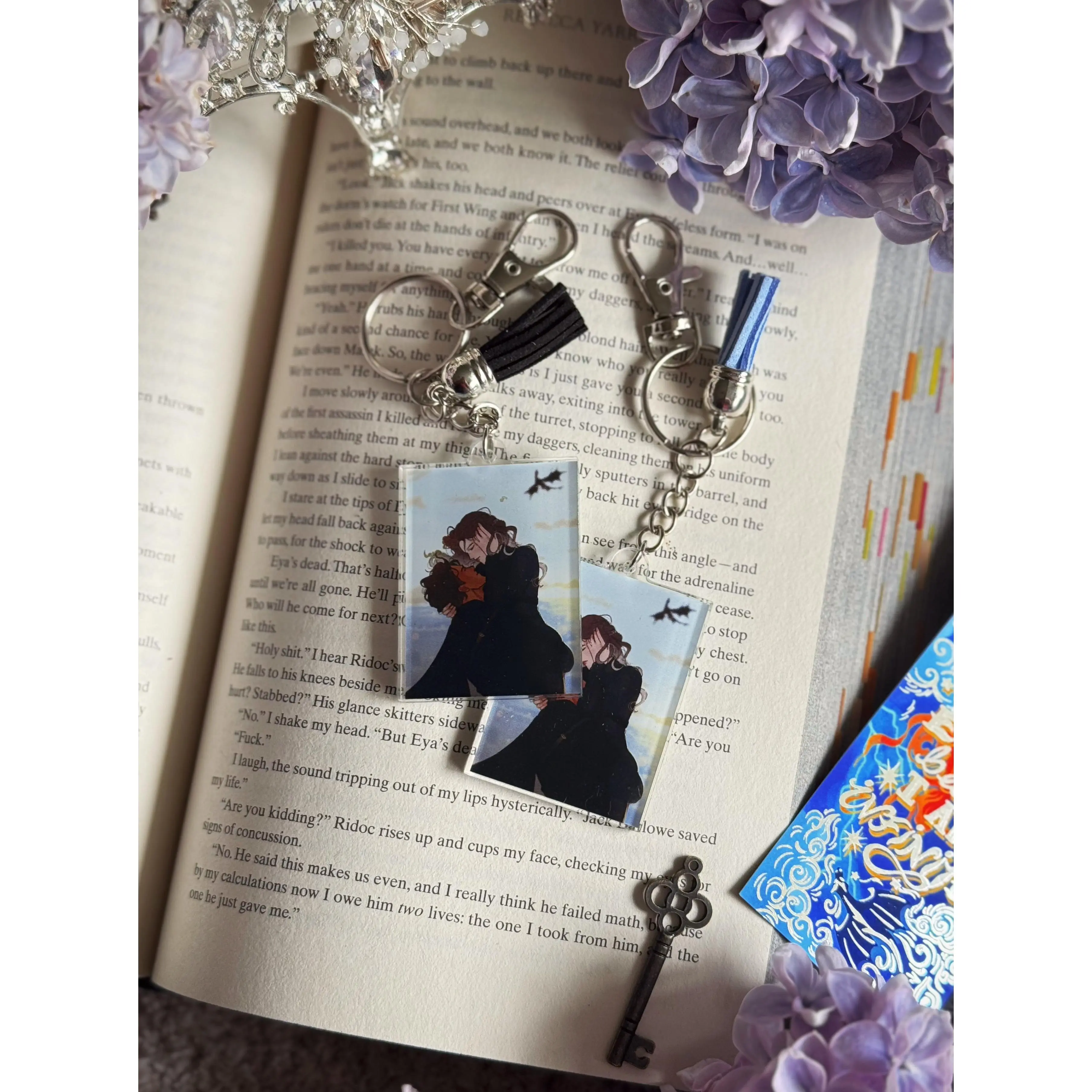Fourth Wing Black and Blue Keychain