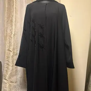 Leaf Beaded Crepe Abaya