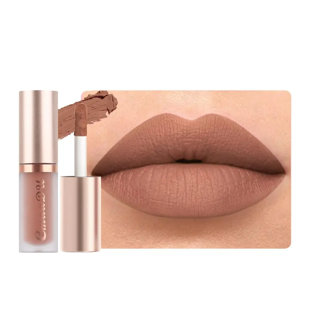 1Pcs Light Nude Brown Matte Liquid Lipstick Lip Gloss Glossy Set for Black Women 24 Hour Silky Velvet Lipstick labiales matte larga duracion mate 24 horas originales 05#