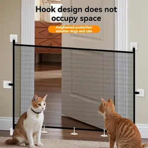 Foldable Pet Safety Gate for Dogs, Cats, Kittens & Kitty, No Drilling Installation, Adjustable Height, Durable Mesh Barrier, Portable Design, Ideal for Home Stairs