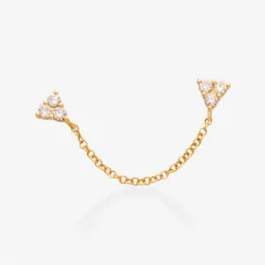 Diamond & Gold Triangle Chain Earring