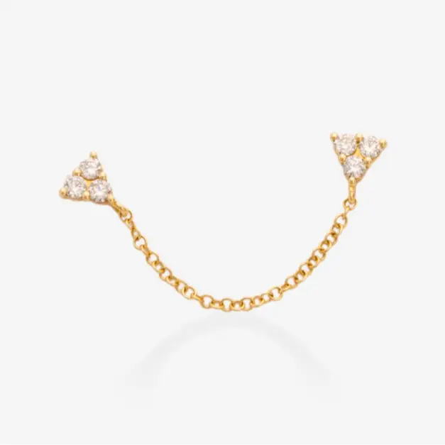 Diamond & Gold Triangle Chain Earring