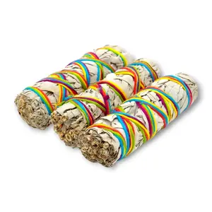 (Pack of 3)- 4 Inch Long Premium California White Sage Chakra Design Incense. Home & Office Cleansing Incense,Fragrance,Meditation,Smudging Rituals. 3 Sticks