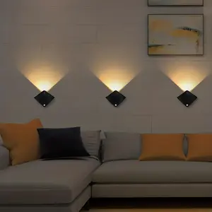 Motion Sensor Wall Lamp, Night Lights Ambient Lights For Bedroom Porch Balcony Corridor hotel Decor, AAA Batteries Are Required.