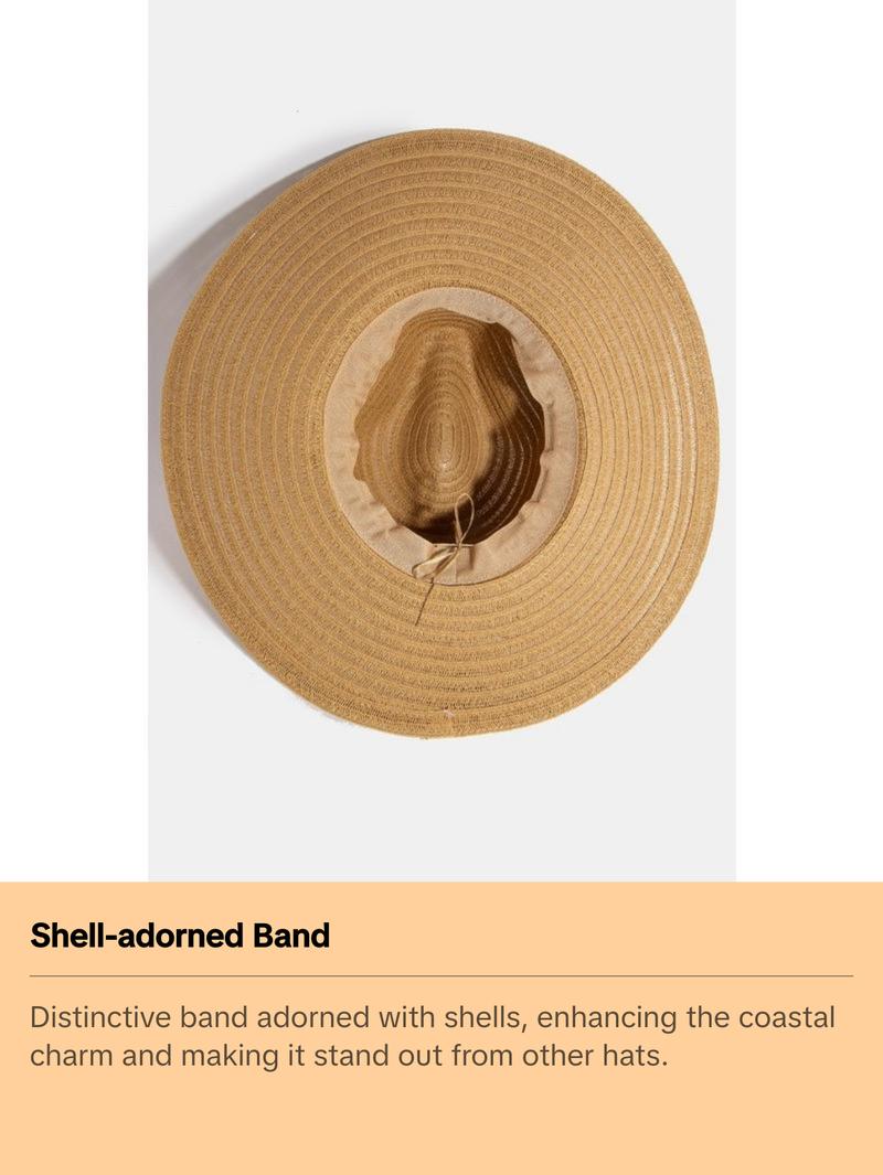 Fame Shell Beaded Wide Brim Straw Hat
