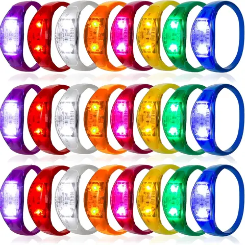 MICRENCY 20-Piece Magical Music Bracelet Set - Sound-Activated, Music-Beat Flashes, Durable Silicone, Glow-in-the-Dark for Halloween, Party Favors, Nighttime Events (Festive & Party Supplies)