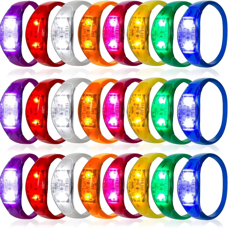 MICRENCY 20-Piece Magical Music Bracelet Set - Sound-Activated, Music-Beat Flashes, Durable Silicone, Glow-in-the-Dark for Halloween, Party Favors, Nighttime Events (Festive & Party Supplies)