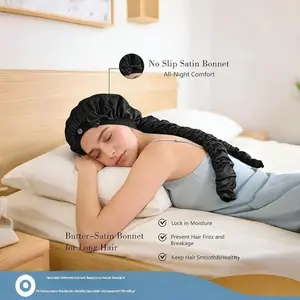 Women's Non-Heating Satin Hair Curler Sleep Cap, Anti-Slip Design, Ideal for Braiding and Long Hair Styling, Heatless Styling, Single Item