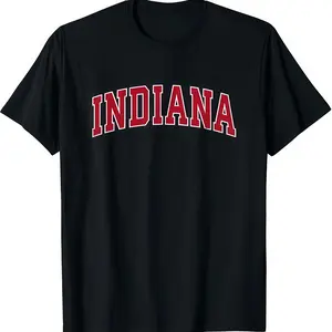 Indiana in Vintage Sports Design Red Graphic Print Men's T-Shirt
