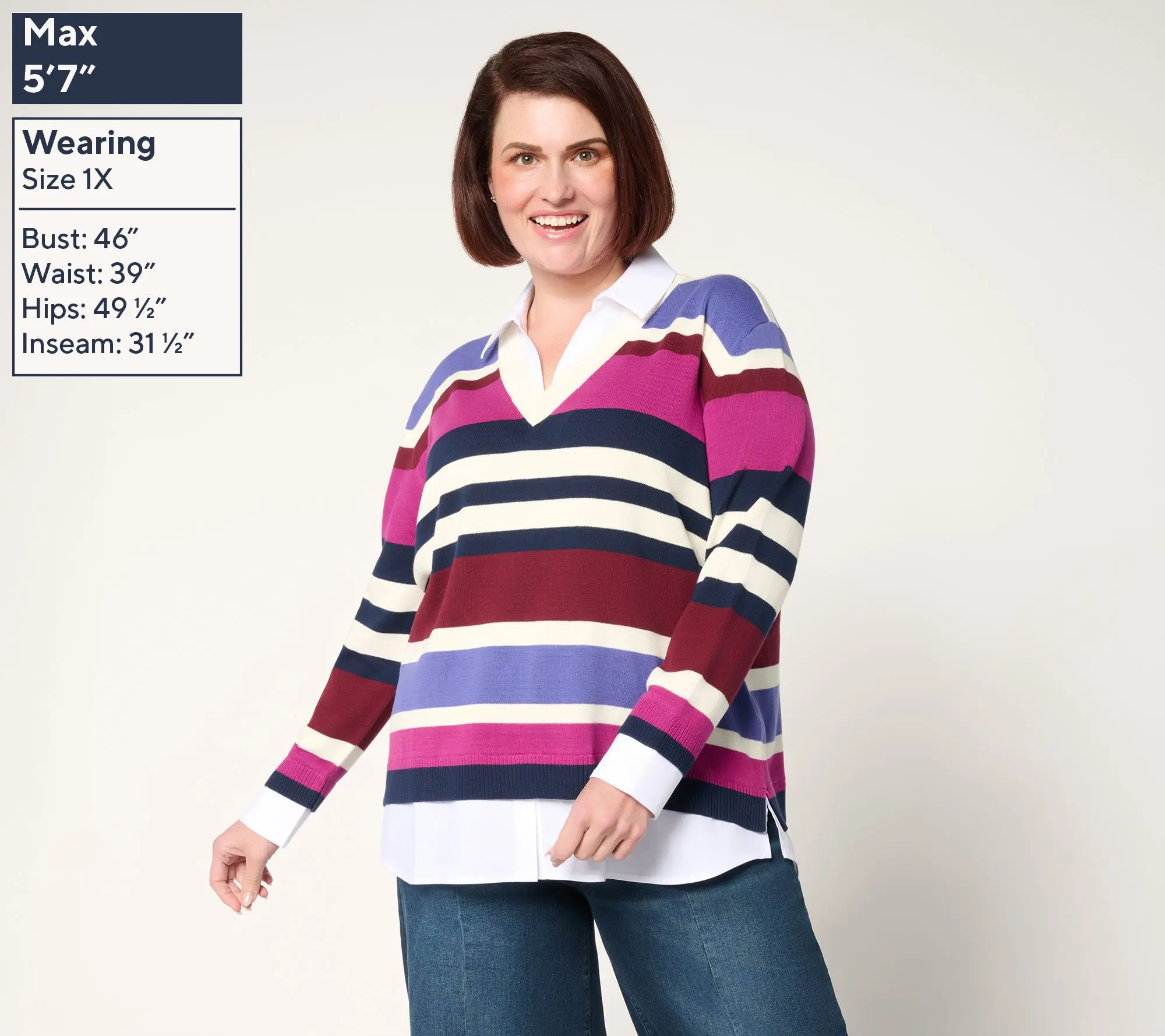 Attitudes by Renee Striped Sweater Twofer