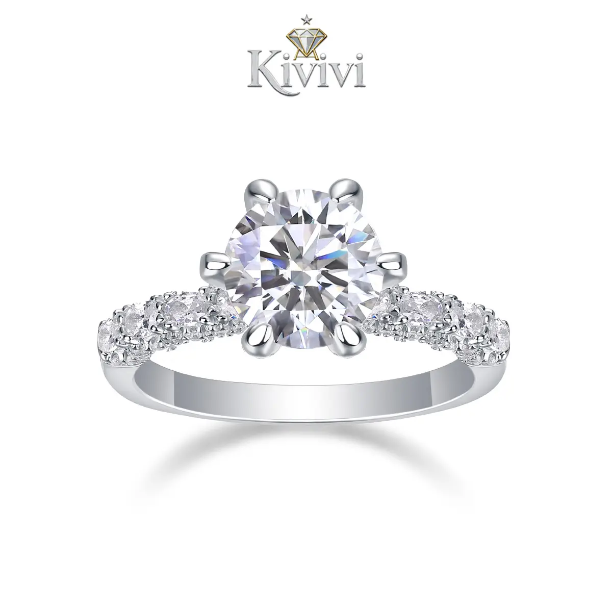 1 carat, 2 carats, 3 carats of synthetic moissanite, six-claw crown goddess of luck design sterling silver 925 ring promise jewelry wedding ring girl couple fit daily wear huge engagement ring sets