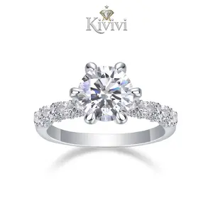 1 carat, 2 carats, 3 carats of synthetic moissanite, six-claw crown goddess of luck design sterling silver 925 ring promise jewelry wedding ring girl couple fit daily wear huge engagement ring sets