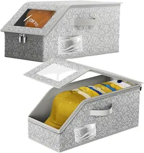 1Pc Baseball Cap Organizer Storage Box, Stackable Closet Storage, Sturdy Cardboard Can Hold Up To 12 Hats, Home Hat Storage Box, With Transparent Display, For Hat Storage, Dustproof Hat Storage, Closet Organizer Box.