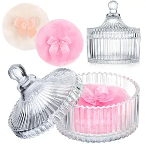 Body Powder Puff and Container, 2PCS 3.54" Powder Puff and 1PCS 5.3x3.9 Powder Container, Large Dusting Powder for Women Body Puff