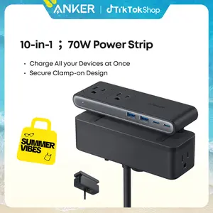 #SummerVibes Anker Nano Power Strip, Desk Clamp with 1500J Surge Protection,5 ft Extension Cord, 70W Max Gaming Desk Accessory, 6 AC, 2 USB A, 2 USB C, Home Office Essential, Fitts 0.6 - 1.8" Tabletop Edge tiktokshopspringglowup