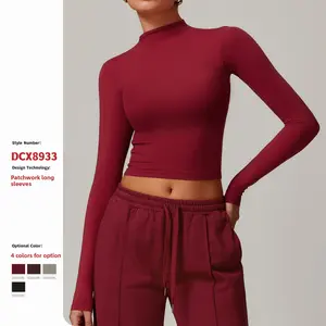 Seamless High Neck Long Sleeve Yoga Top Womens Quick Dry Tight Fitted Workout Shirt for Pilates Gym Training and Sports Activewear