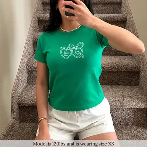 [Sale up to 50%] [Free Ship] Heart Locket Kiss Me I'm Irish Baby Tee Funny St Patricks Day Shirt Y2K Lucky Shirt Gifts For Her St Paddys Day Baby Tee Shamrock