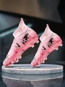 Unisex High-Top Football Shoes, Fg Long Studs, Anti-Slip Breathable Design, Durable Tpu Sole, Ideal for Training and Running, Natural and Artificial Grass, Football Boots