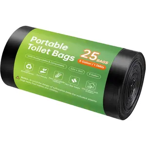 Portable Toilet Replacement Bags 25 Count 8 Gallon 1.5 Mil Super Thickened Compostable Trash Bags 30 Liter Camping Toilet Bags for Travel Outdoors Boating Car Emergency