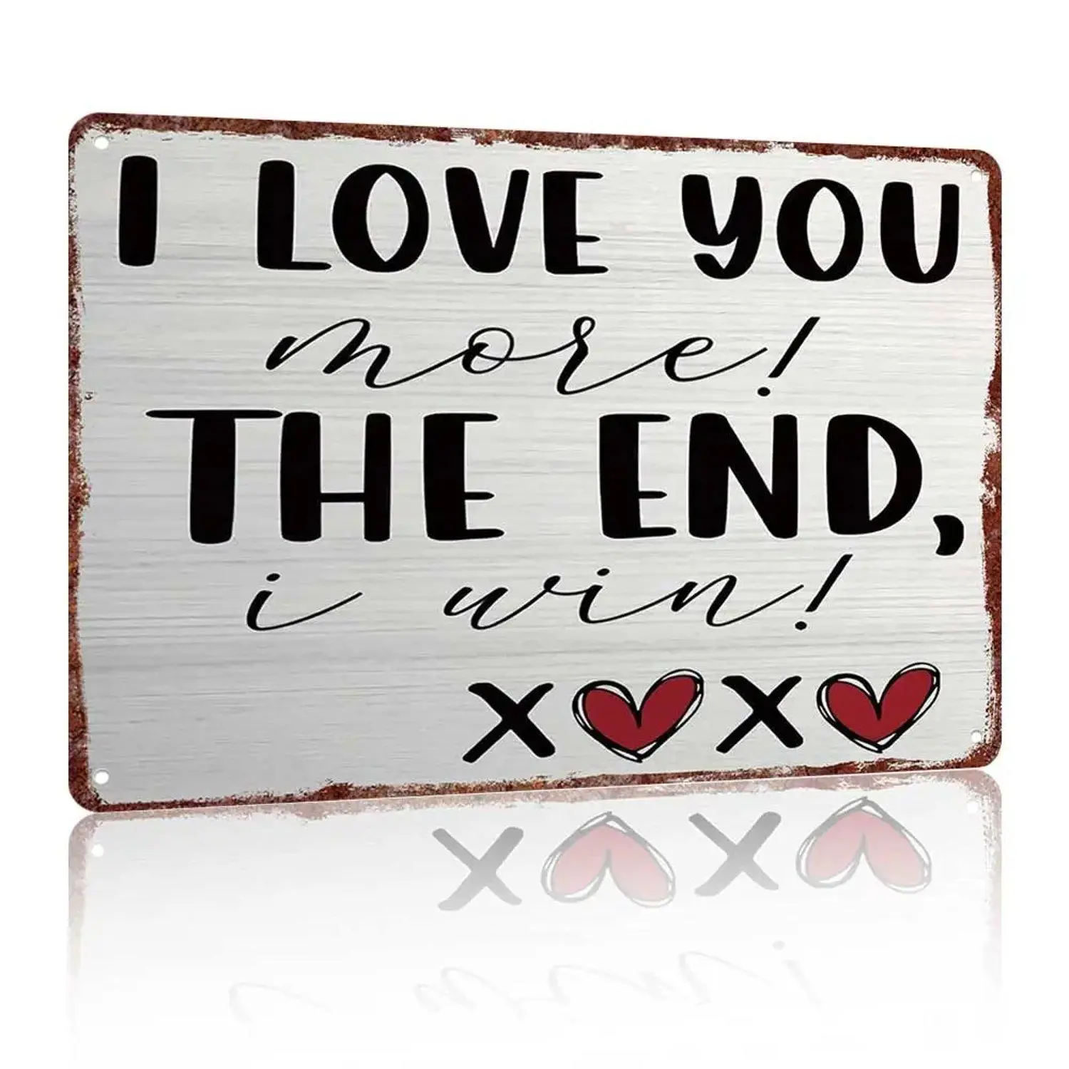 Prints 12x8in Retro Horizontal "I Love You More" Cute Romantic Romantic Phrase Decorative Wall Art Valentines Gift for Boyfriend Girlfriend