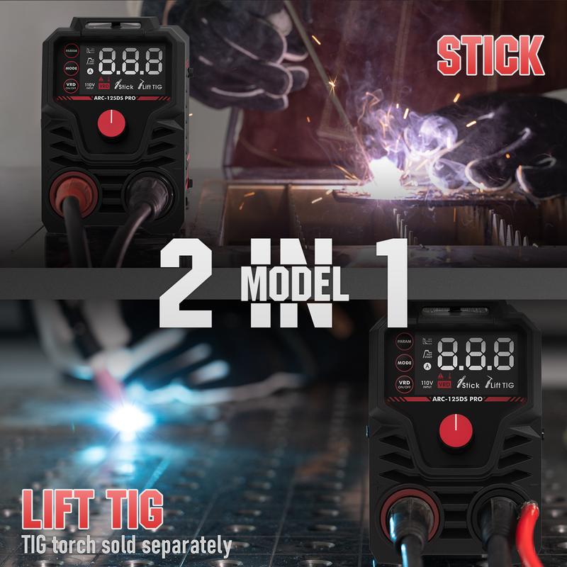 YESWELDER ARC-125DS-PRO 125Amp 110V Mini Stick Welder, DC IGBT Inverter MMA Welding Machine with Hot Start, Arc Force, Anti-Stick
