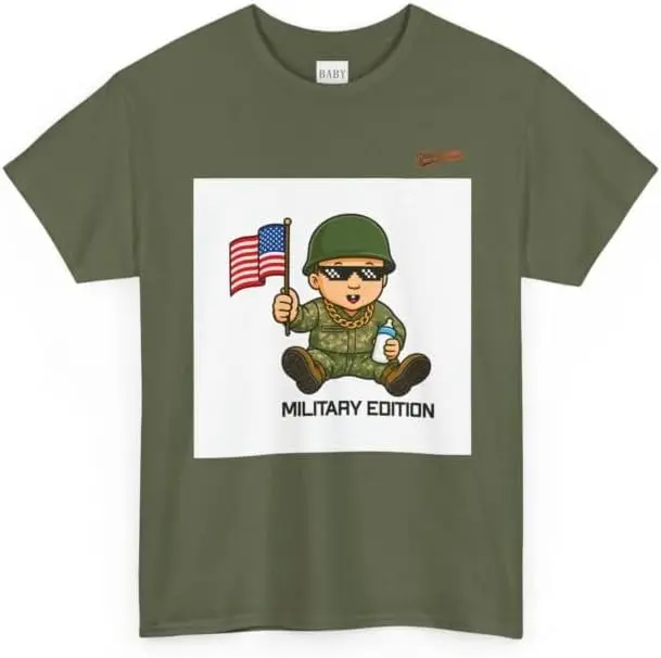 BabyGangster Military Edition Tee — Cute Soldier Holding American Flag Graphic T-Shirt