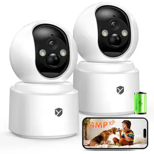Yespano indoor battery camera： Wireless-Powered Camera with over 30 days of battery life (6000mAh), 4K Ultra HD resolution, built-in spotlight and two-way audio, and easy installation. #IndoorCamera | SD Card Storage | 10x Full-Color Night Vision