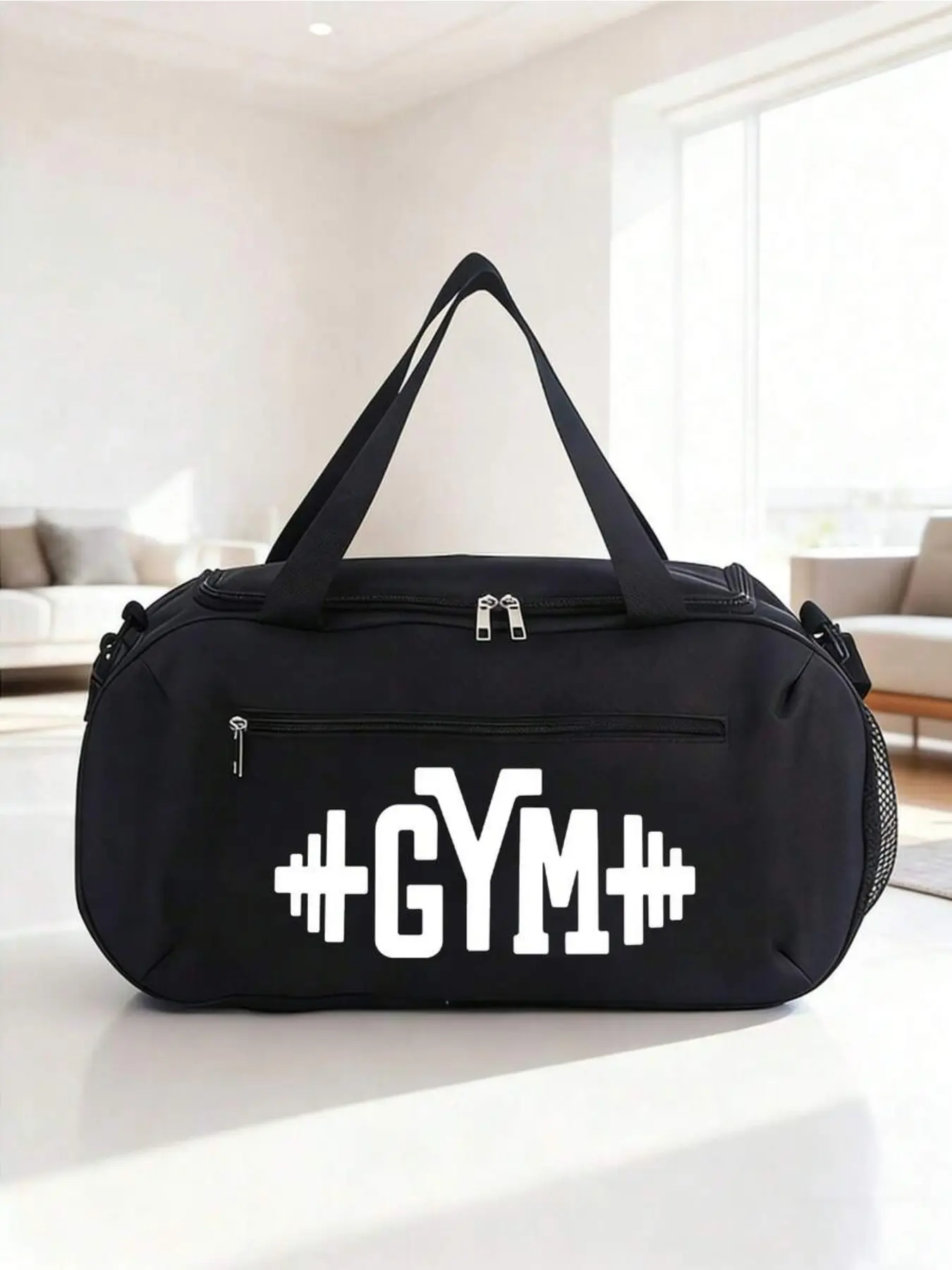 Fitness Print Travel Bag, Large Capacity Lightweight Sports Backpack, Durable Handle, Oxford Fabric, Ideal for Yoga and Gym, Gym Bags, Workout Bag