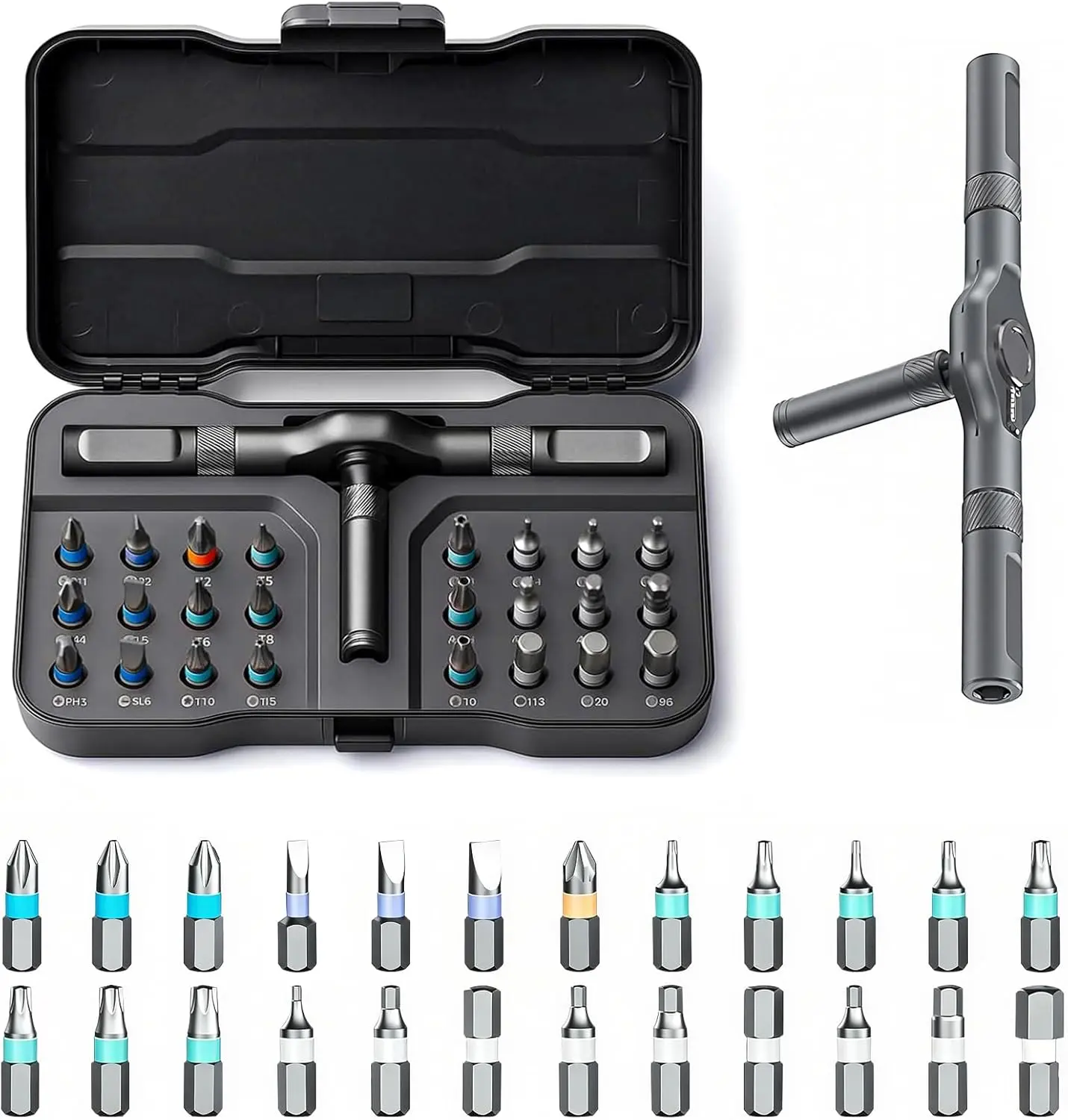 Ratchet Magetic Screwdriver Set, S2 Steel Precision Screwdriver Set - Removable Self Assembly Screwdriver Kit for Furniture Assembly and Repair - Gift for DIYer