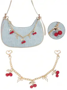 Cute Cherry Bag Chain with Bow Pendant, Chain Style Bag Decoration Accessory, Suitable for Small Square Bags