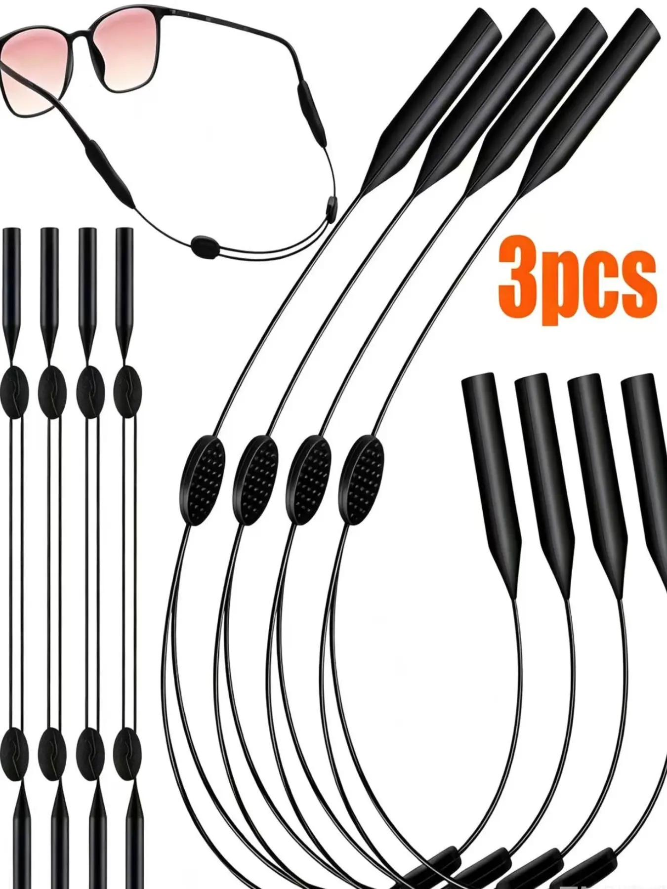 3-Pack Adjustable Sunglass Lanyard, Non-Slip Sunglass Strap, Stretchable Sports Sunglasses Cord, Outdoor Activity Gear With Lanyard