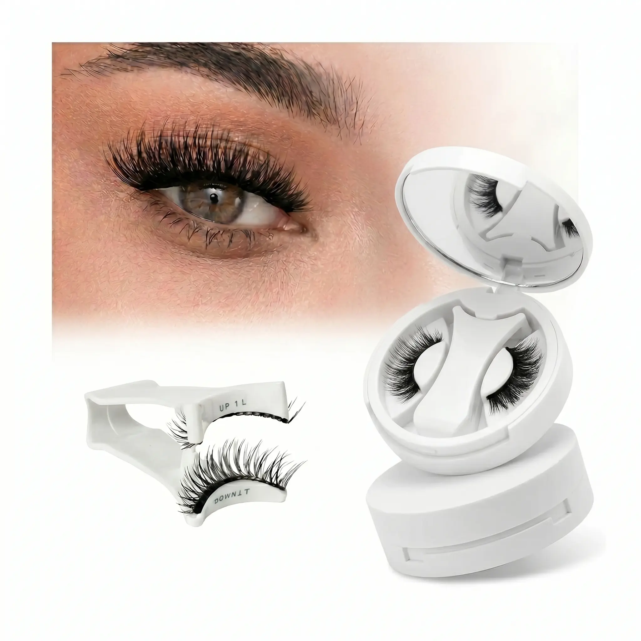 Makeup 2-Pairs Synthetic Magnetic Lashes Kit - Natural Wispy Lightweight Reusable False Lashes with Applicator for Eyelash Extension, Enhancing Reusability, Eyelashes Extensions