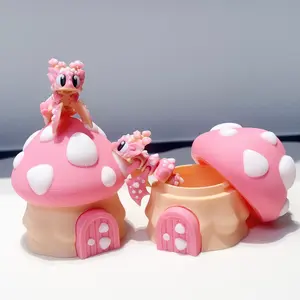 3D Printed Novelty Mushroom Dragon & House Egg Toy, Surprise Gift, Desk Pet Filler, Stress Relief Toy, Unisex, No Battery Required