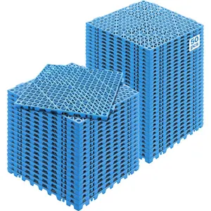 VEVOR Interlocking Tile 50PCS Blue, Drainage Tiles 12x 12 Splicing, Soft PVC Interlocking Drainage Floor Tiles, Non-Slip Drainage Holes for Restroom, Bathroom, Kitchen, Pool, Wet Areas