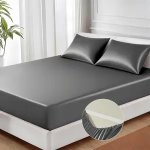 Fitted Sheet Queen Size, Bottom Sheet with Elastic Corner Straps, Deep up to 15 Inch, No More Slipping Off for Mattress - 1 Fitted Sheet Only (Dark Grey)
