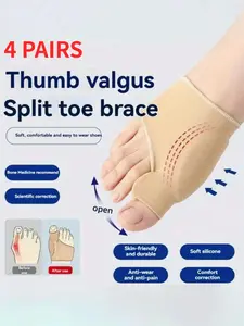 4-Pair Rib-Knit Fabric Sports & Home Office Socks Corrects Bunions and Big Toe Misalignment