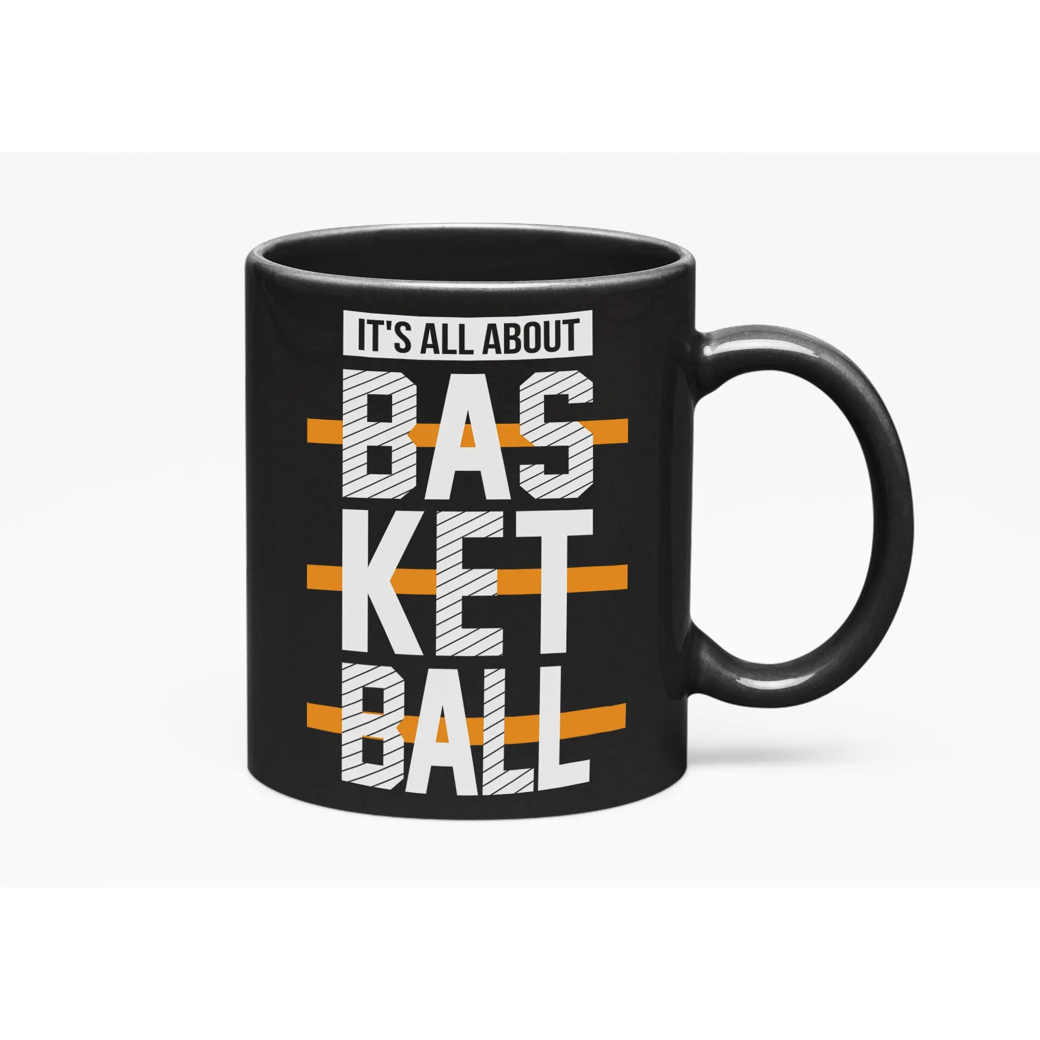 It's All About Basketball, Black 11oz Ceramic Mug