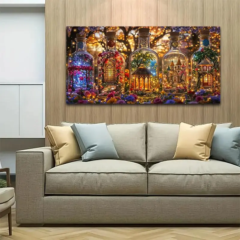 DIY Diamond Arts Colorful Painting Kit, Crafts, 50x100cm/19.7x39.4inch Beautiful Bottle Pattern Diamond Arts Colorful Painting without Frame, Wall Art Decor Diamond Painting Kits