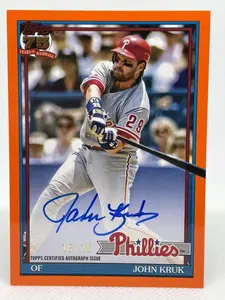 2026 Topps 1991 Orange Autograph John Kurk /25 On Card Auto Phillies #91A-JK