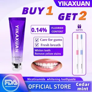 【YIKAXUAN】Niacinamide/probiotic whitening toothpaste is suitable for sensitive teeth, removing pigmentation, oral bacteria, and strengthening enamel/100g fluoride free fresh breath BUY1 GET2