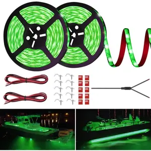 32.8FT Waterproof LED Boat Strip Lights - Marine Under Gunnel Deck Night Fishing Lights for Pontoon Bass Fishing Yacht Kayak (Green)