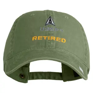 US Space Force Retired Delta Embroidered Washed Solid Pigment Dyed Cotton Twill Brass Buckle Cap