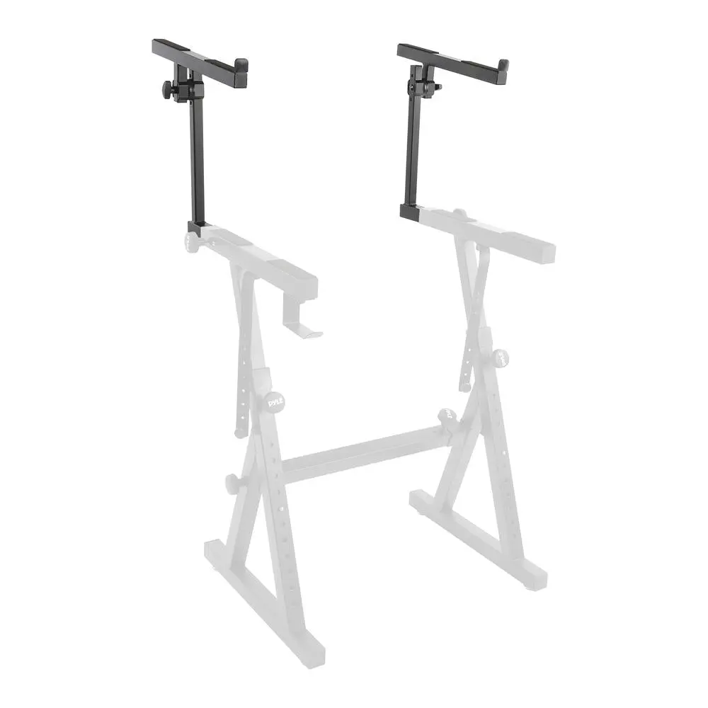 2nd Tier Adjustable Keyboard Stand - Glossy Black Finish | Heavy Duty Steel Stand with Anti-Slip Rubber Feet, Height & Tilt Adjustment, 60lbs Load Capacity & Folding Design - Perfect for Home & Stage Use