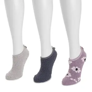 Women's Lady 3-Pack Low-Cut Fit Sock Set - Soft, Comfy Slip-On Socks with Elastic Cuff and Grippers for Secure Bottom Traction
